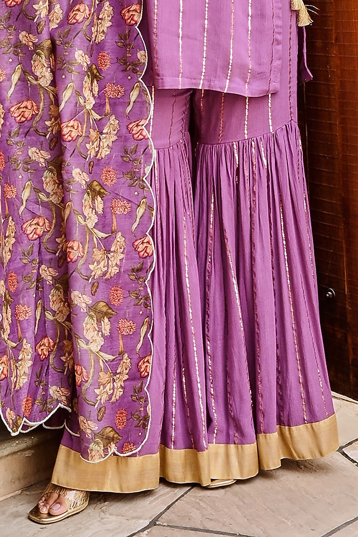 Purple Rayon Crepe Kurta Set by Palak & Mehak at Pernia's Pop Up Shop