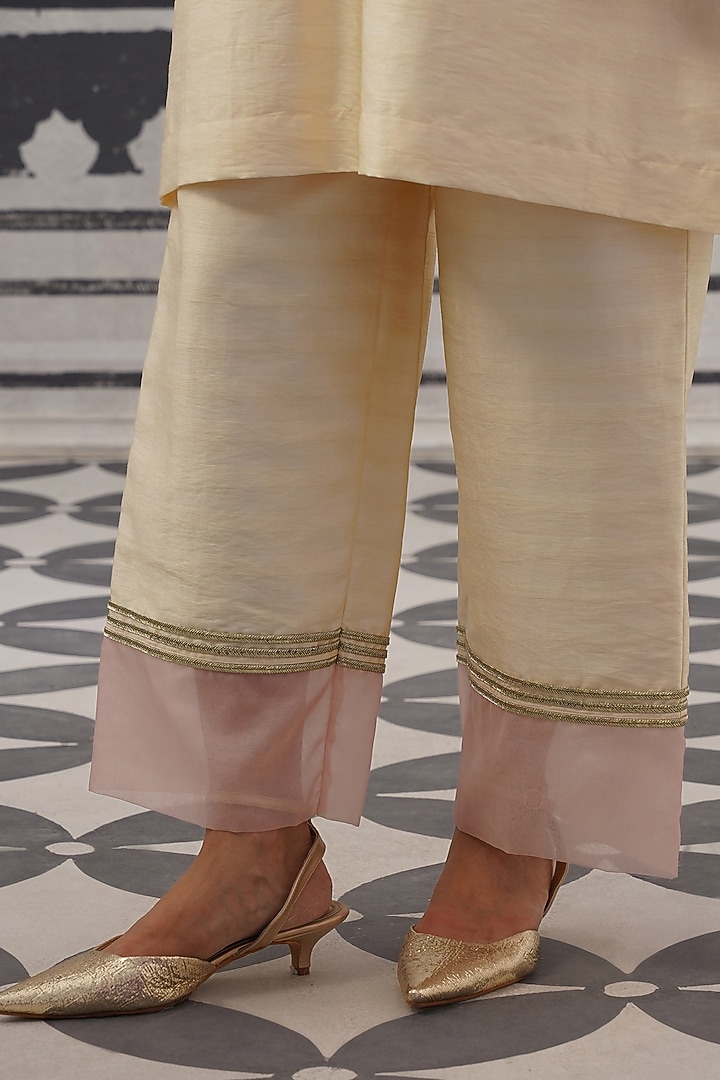 Ivory Dupion Silk Kurta Set by Palak & Mehak at Pernia's Pop Up Shop