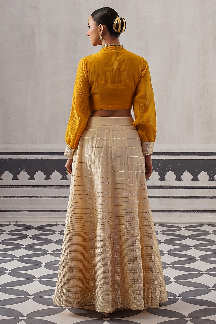 Cream Organza & Chanderi Bridesmaid Lehenga Set by Palak & Mehak at Pernia's Pop Up Shop