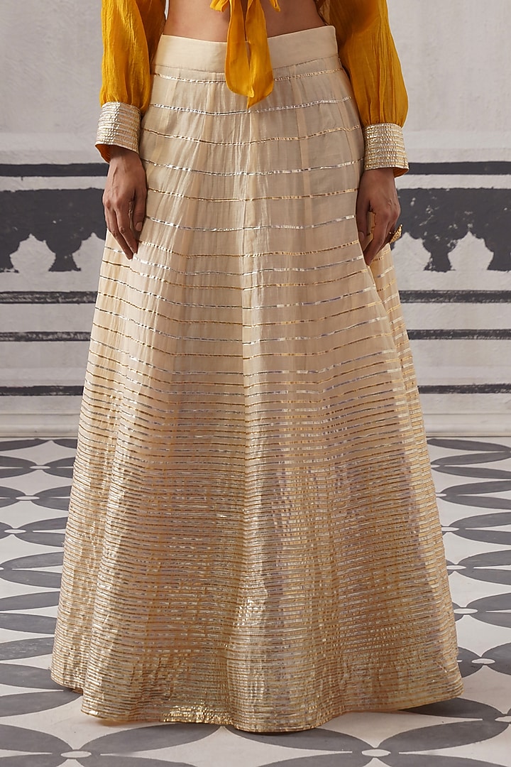 Cream Organza & Chanderi Bridesmaid Lehenga Set by Palak & Mehak at Pernia's Pop Up Shop