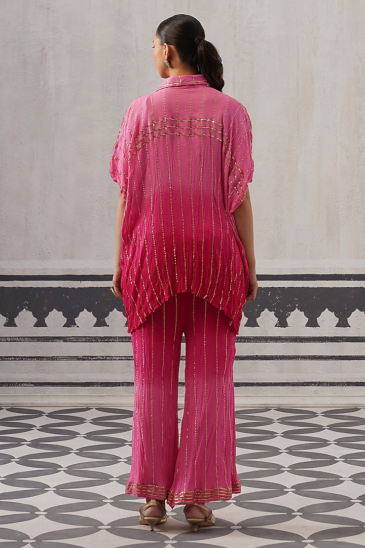 Pink Rayon Lurex Gota Embellished Co-ord Set by Palak & Mehak at Pernia's Pop Up Shop