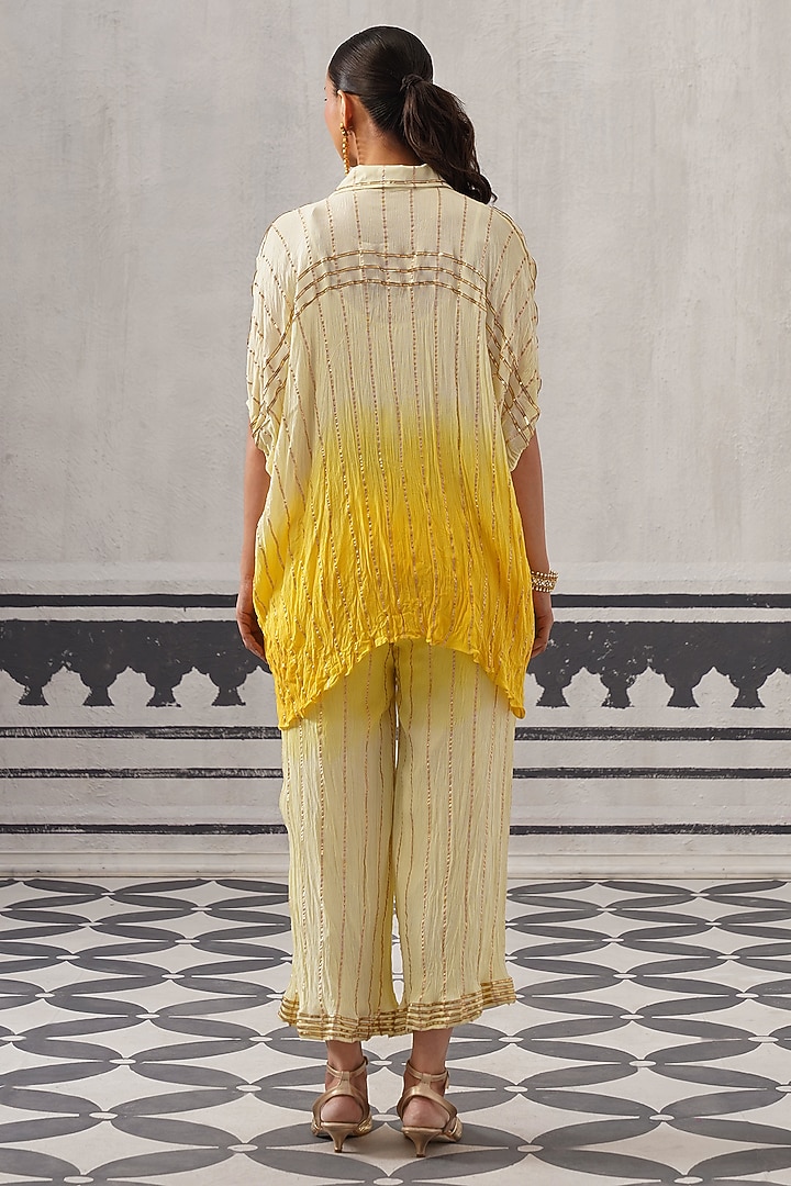 Yellow Rayon Lurex Gota Embellished Co-ord Set by Palak & Mehak at Pernia's Pop Up Shop