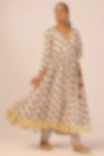 Multi-Colored Pure Crepe Embellished Anarkali Set by Palak & Mehak at Pernia's Pop Up Shop