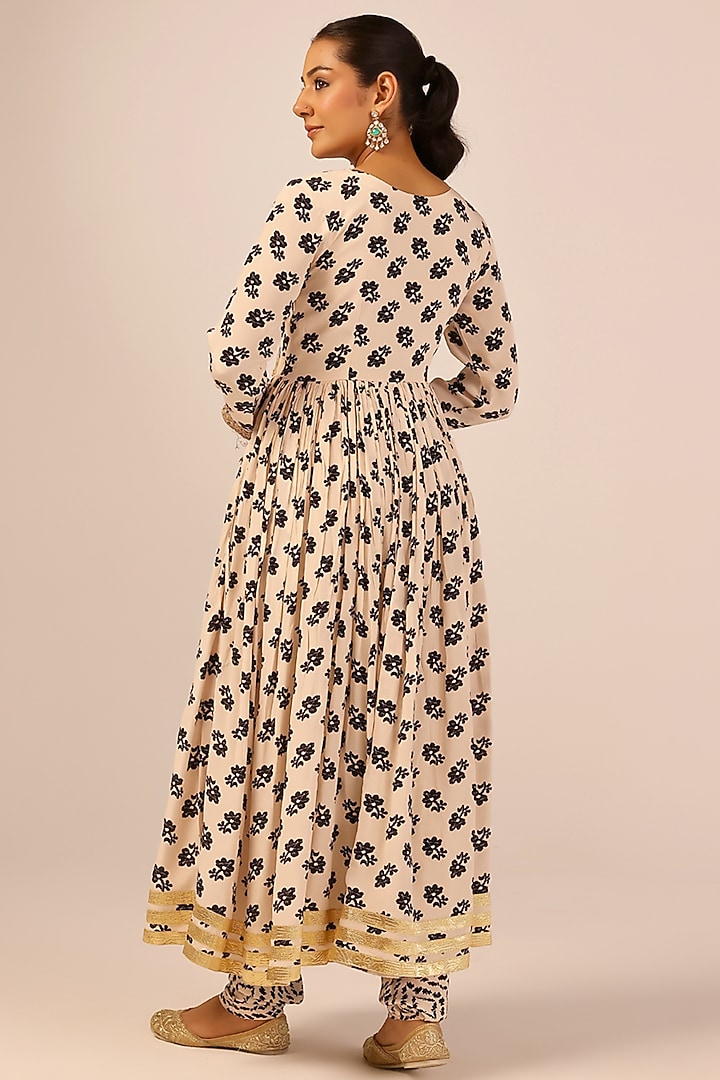 Multi-Colored Pure Crepe Embellished Anarkali Set by Palak & Mehak at Pernia's Pop Up Shop
