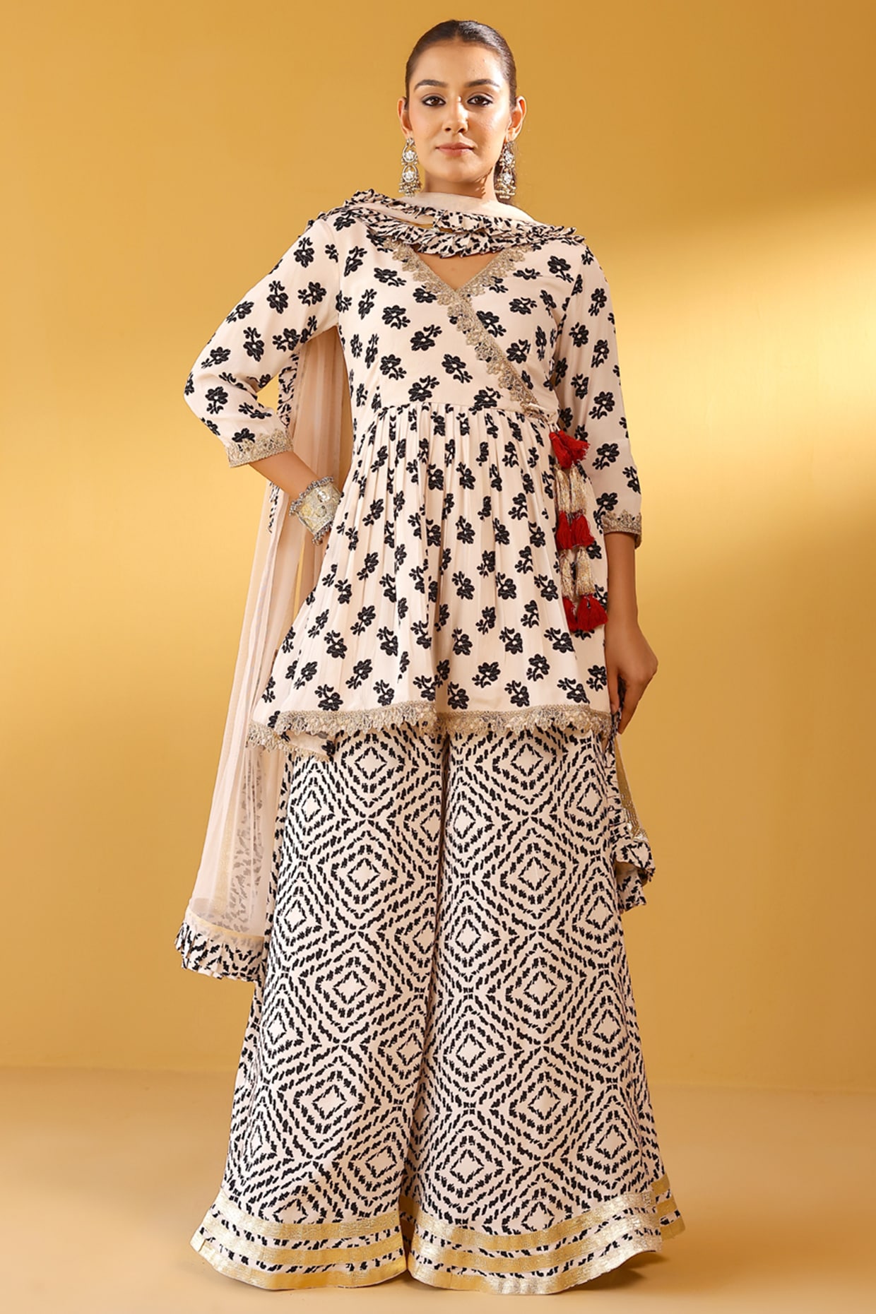 Palak & Mehak Multi-Colored Pure Crepe Embellished Peplum Kurta Set