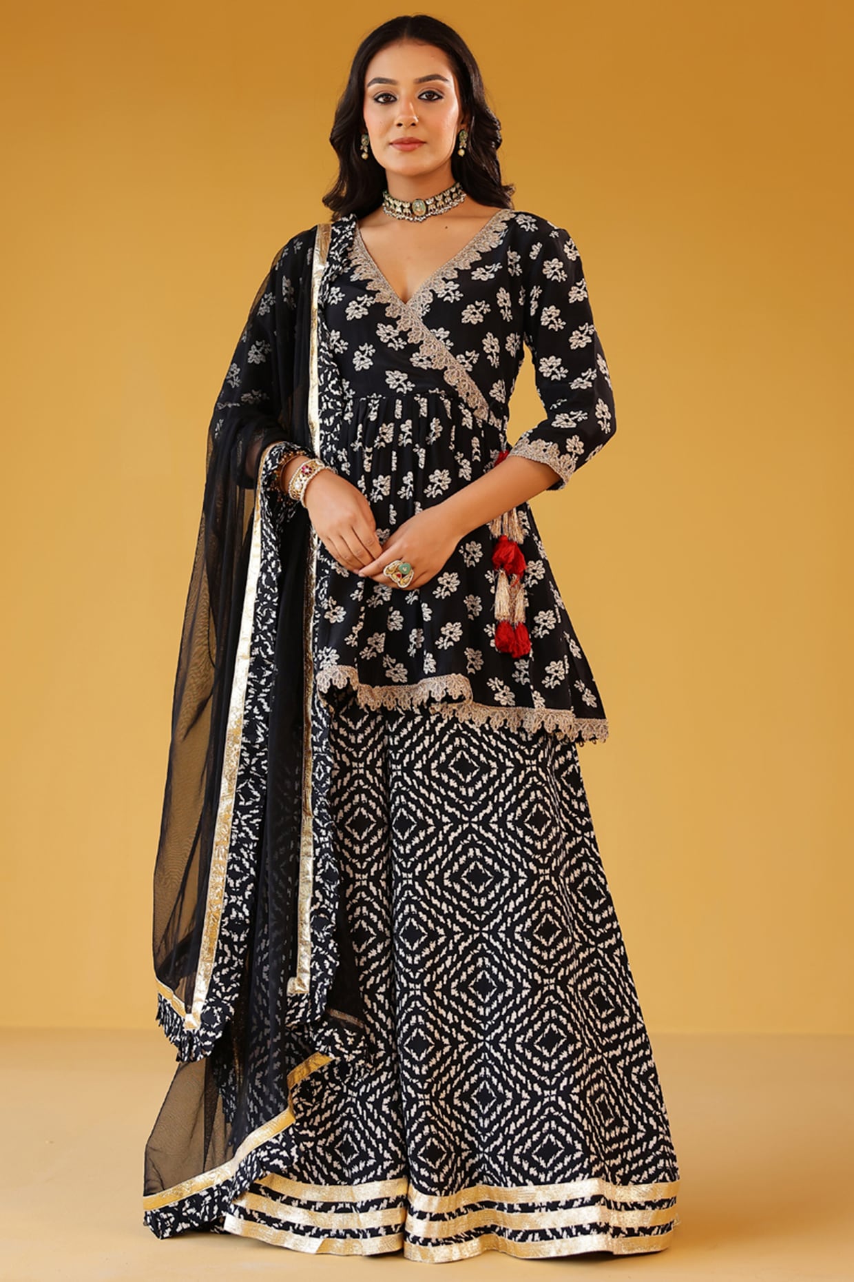 Palak & Mehak Multi-Colored Pure Crepe Embellished Peplum Kurta Set
