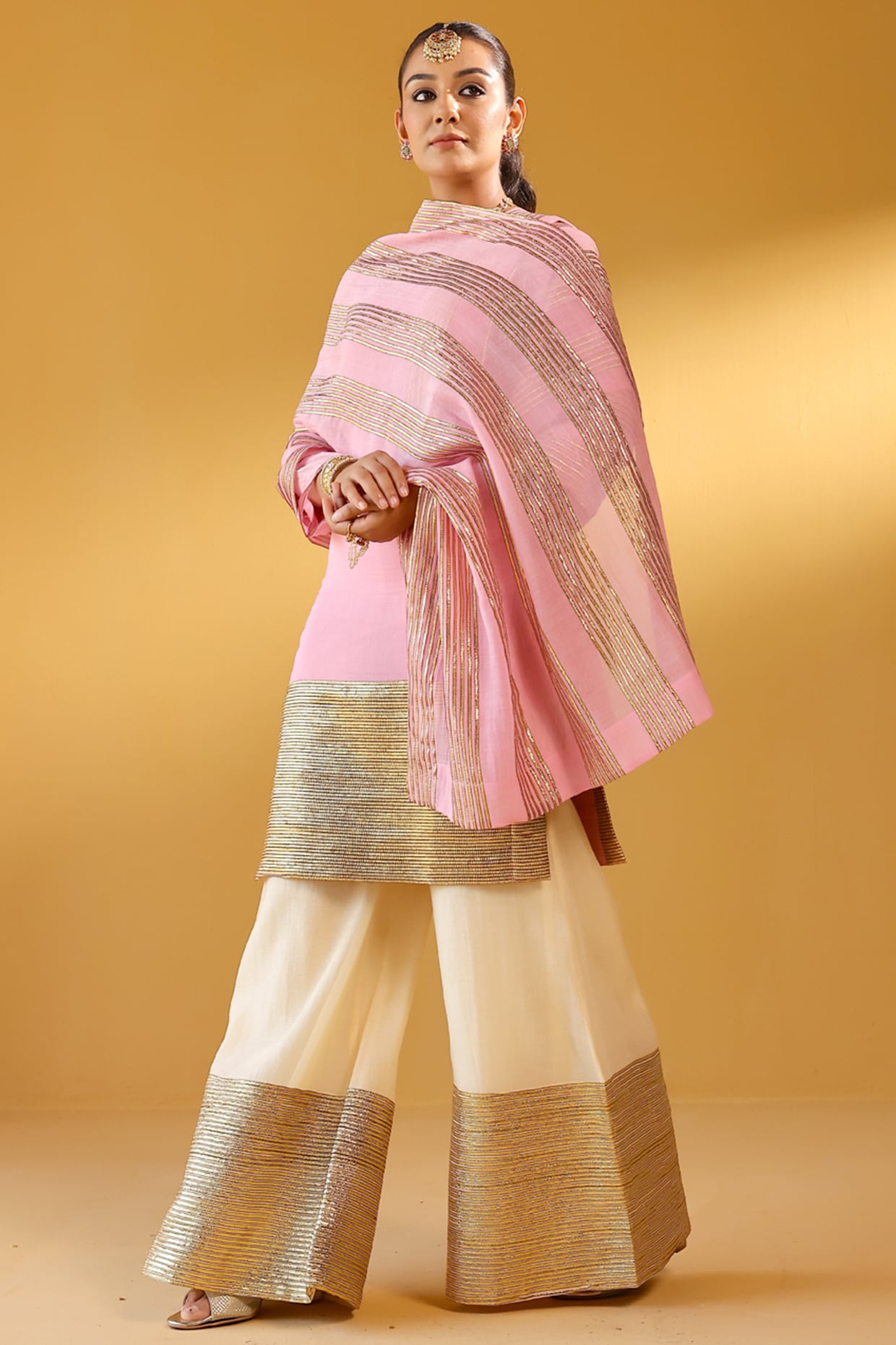 Palak & Mehak Multi-Colored Pure Crepe Embellished Peplum Kurta Set