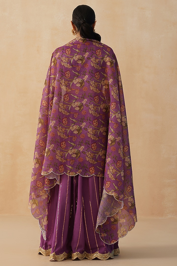 Purple Rayon Lurex Crepe Lehenga Set by Palak & Mehak at Pernia's Pop Up Shop