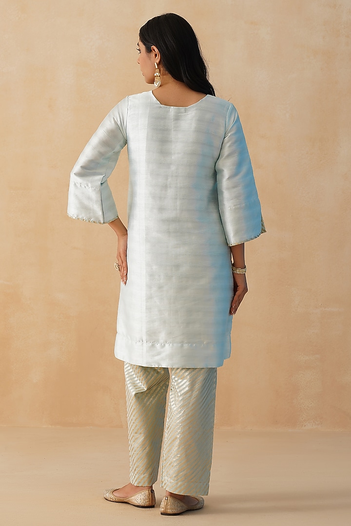 White Dupion Silk Gota Kurta Set by Palak & Mehak at Pernia's Pop Up Shop