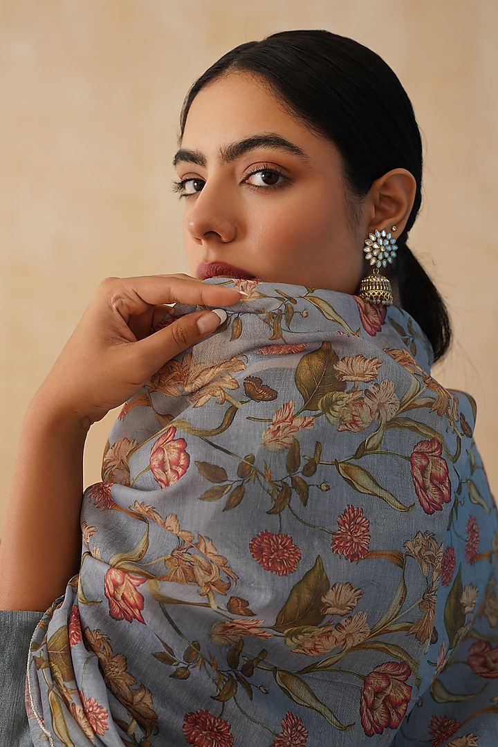 Grey Dupion Silk Gota Kurta Set by Palak & Mehak at Pernia's Pop Up Shop