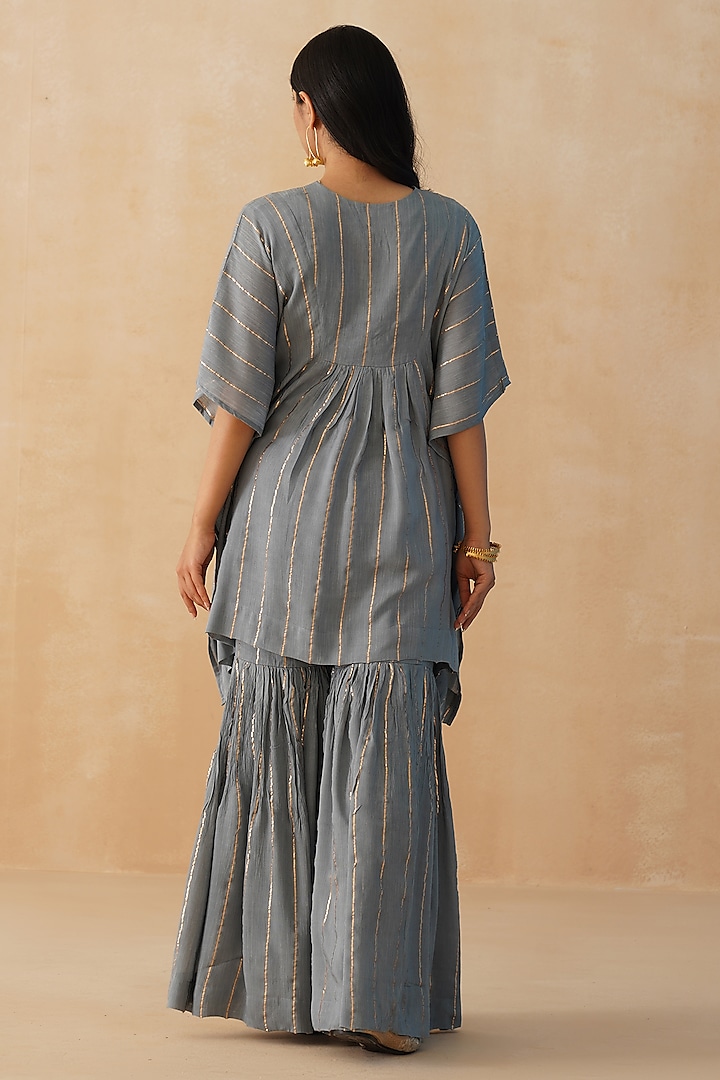 Grey Rayon Crepe Lurex Sharara Set by Palak & Mehak at Pernia's Pop Up Shop