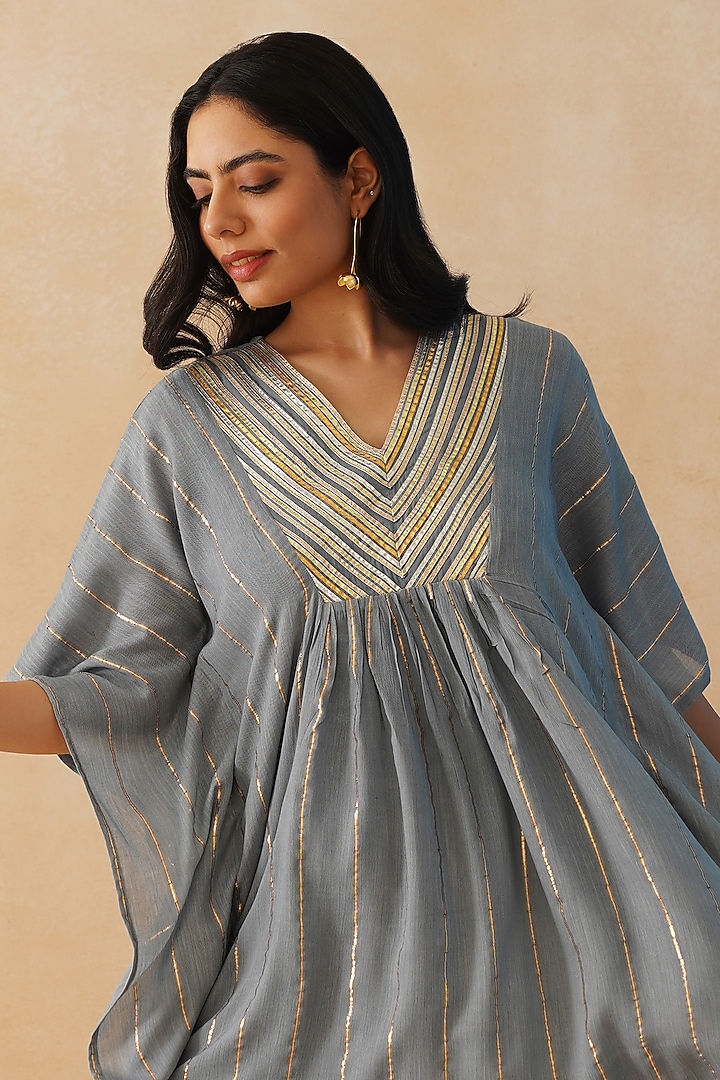 Grey Rayon Crepe Lurex Sharara Set by Palak & Mehak at Pernia's Pop Up Shop