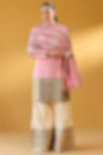 Off-White Pure Soft Chanderi Gold Gota Embroidered Party Wear Sharara Set by Palak & Mehak at Pernia's Pop Up Shop