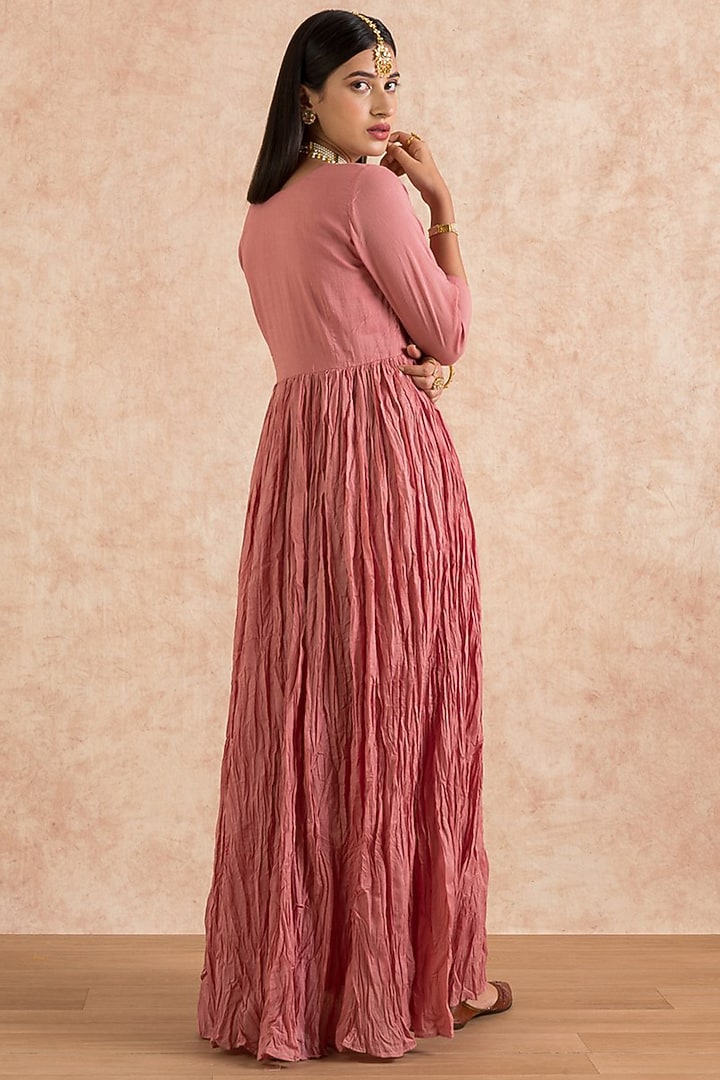 Rose Pink Cotton Anarkali Set by Palak & Mehak at Pernia's Pop Up Shop