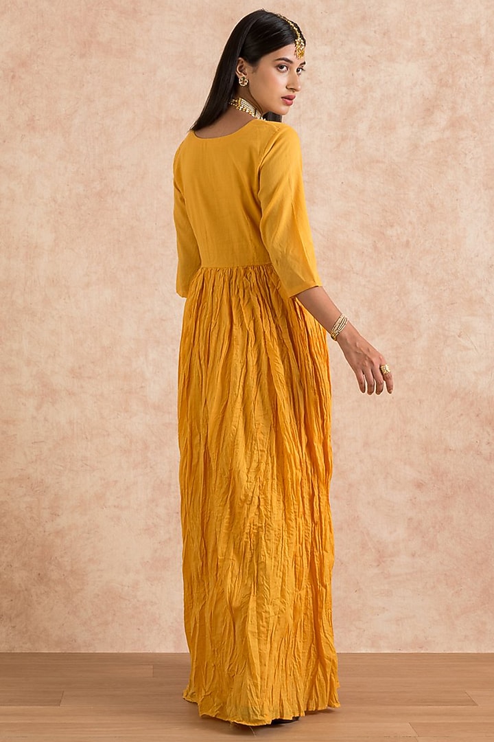 Mustard Cotton Anarkali Set by Palak & Mehak at Pernia's Pop Up Shop