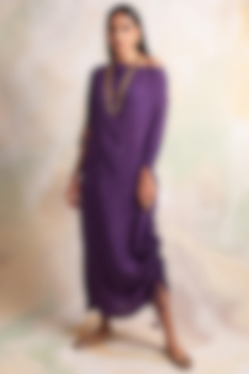 Purple Bandhani Printed Dress by Palak & Mehak
