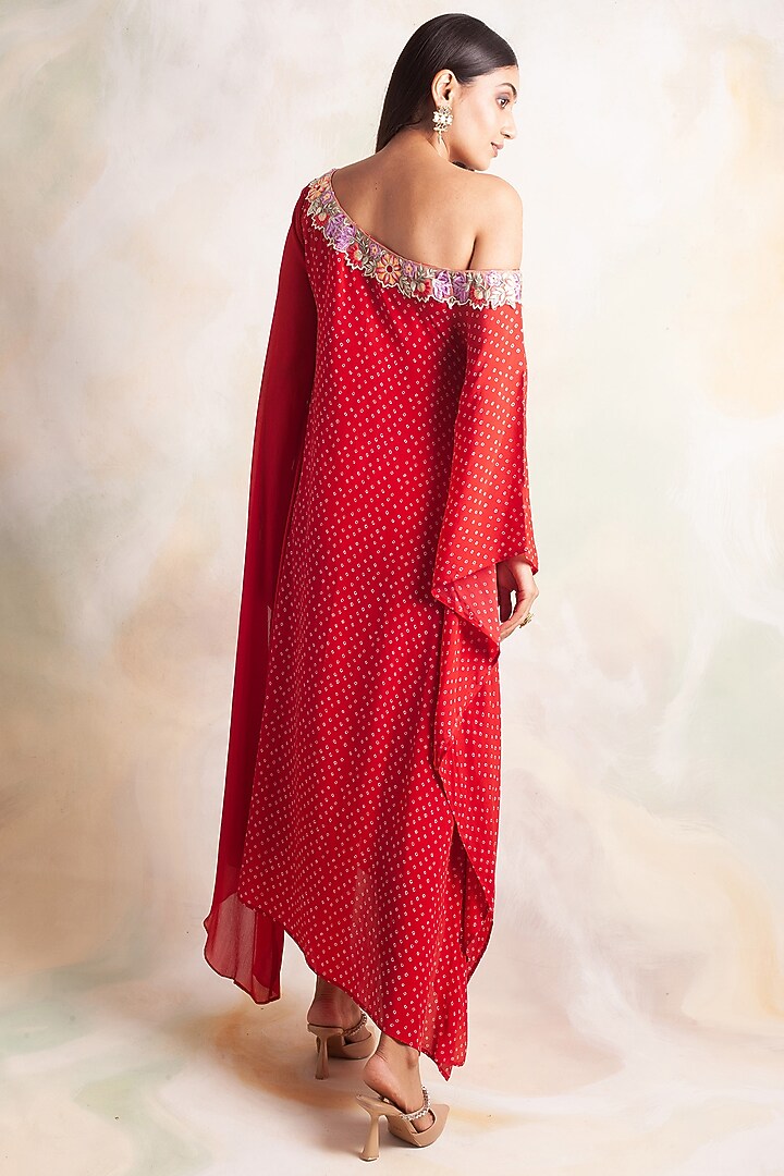 Red Summer Dress In Crepe by Palak & Mehak at Pernia's Pop Up Shop
