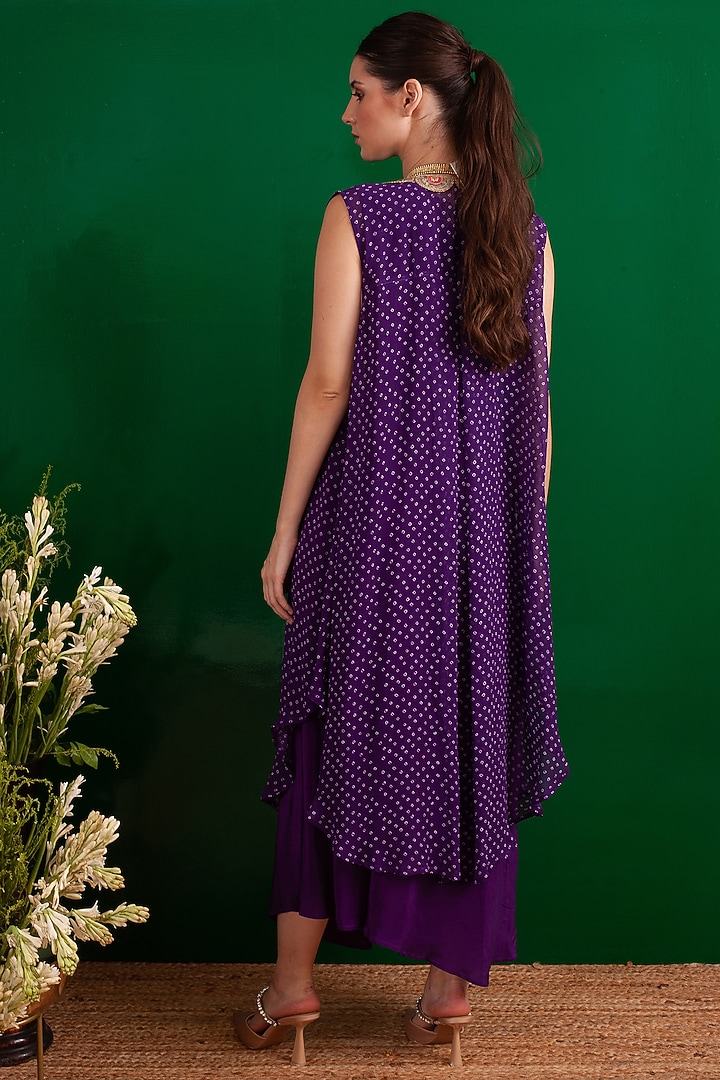 Purple Crepe Jacket Vacation Dress by Palak & Mehak at Pernia's Pop Up Shop