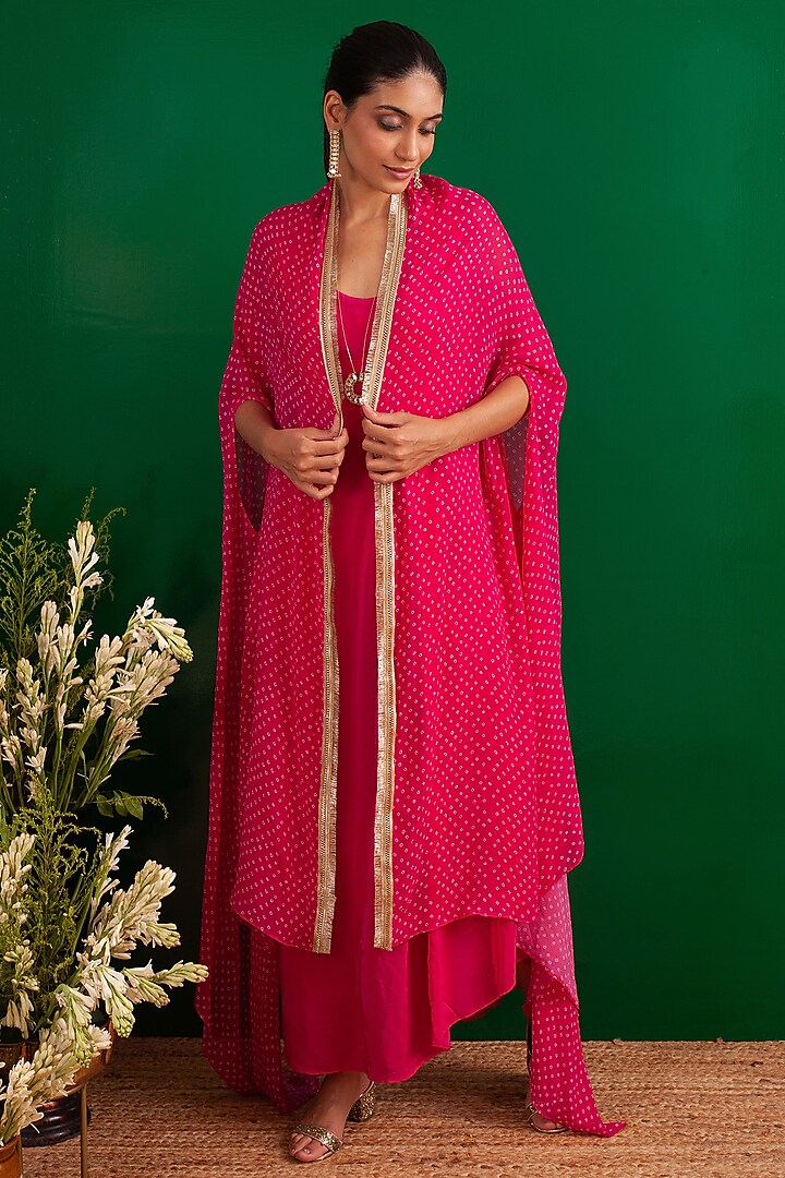 Pink Crepe Jacket Dress by Palak & Mehak