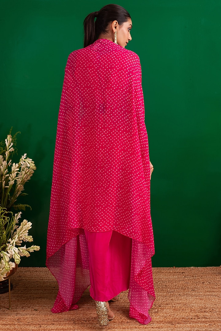 Pink Crepe Jacket Vacation Dress by Palak & Mehak at Pernia's Pop Up Shop