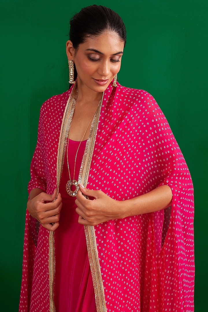Pink Crepe Jacket Vacation Dress by Palak & Mehak at Pernia's Pop Up Shop