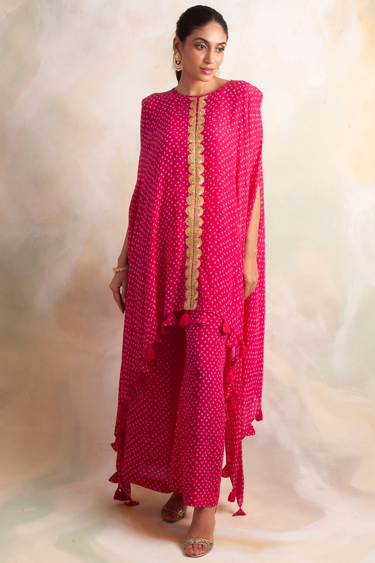 Pink Crepe Printed Pant Set by Palak & Mehak at Pernia's Pop Up Shop