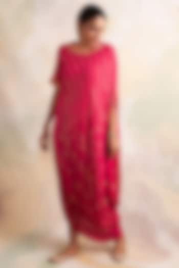 Pink Georgette Cowl Dress by Palak & Mehak