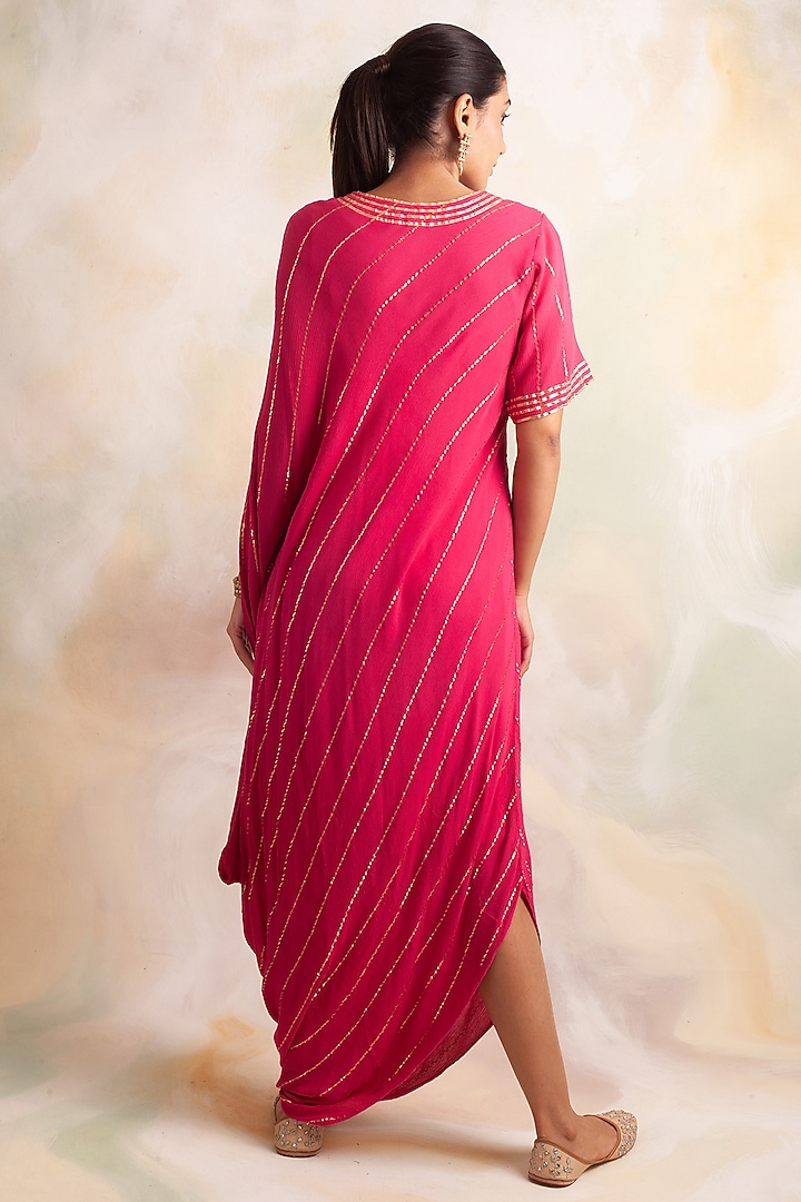 Pink Georgette Cowl Summer Dress by Palak & Mehak at Pernia's Pop Up Shop