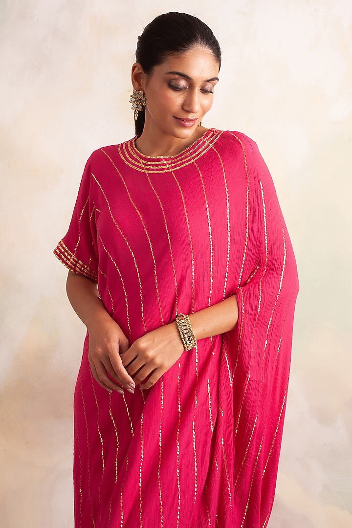 Pink Georgette Cowl Summer Dress by Palak & Mehak at Pernia's Pop Up Shop