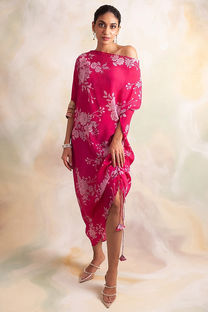 Fuchsia & Pink Printed Dress by Palak & Mehak