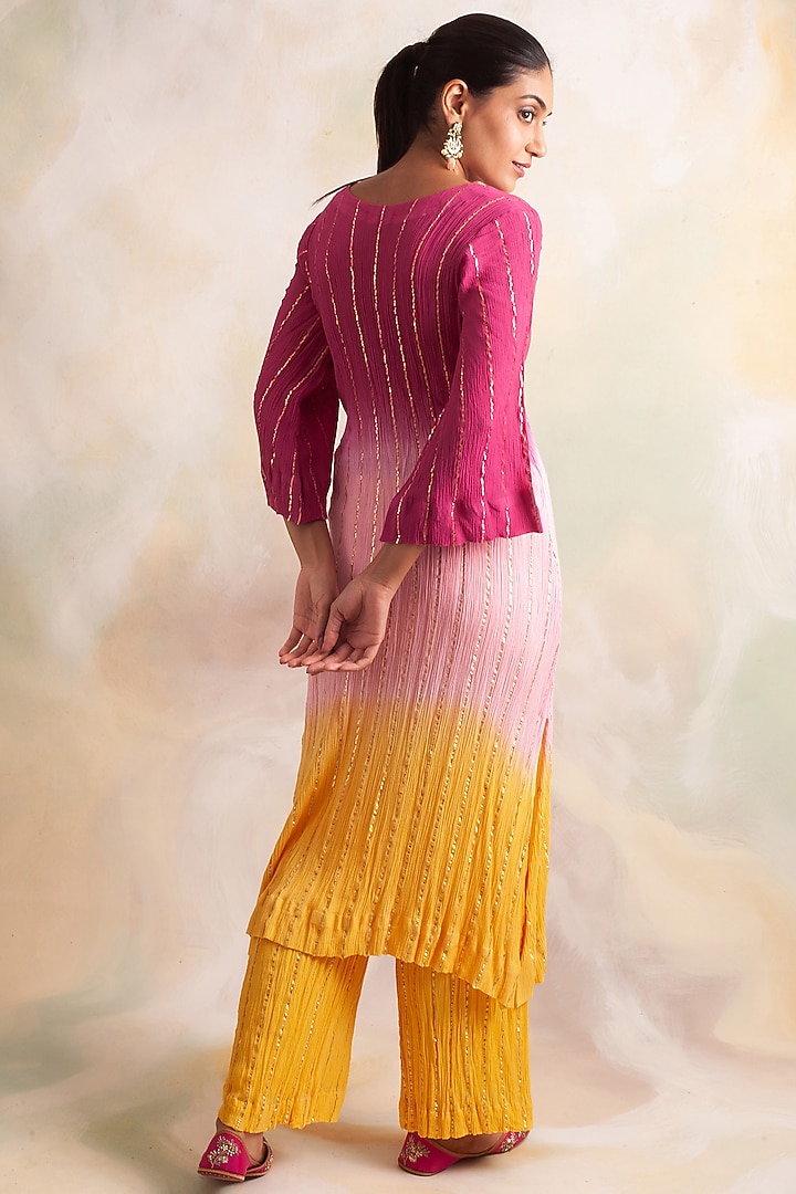 Multi-Colored Lurex Crepe Kurta Set by Palak & Mehak at Pernia's Pop Up Shop