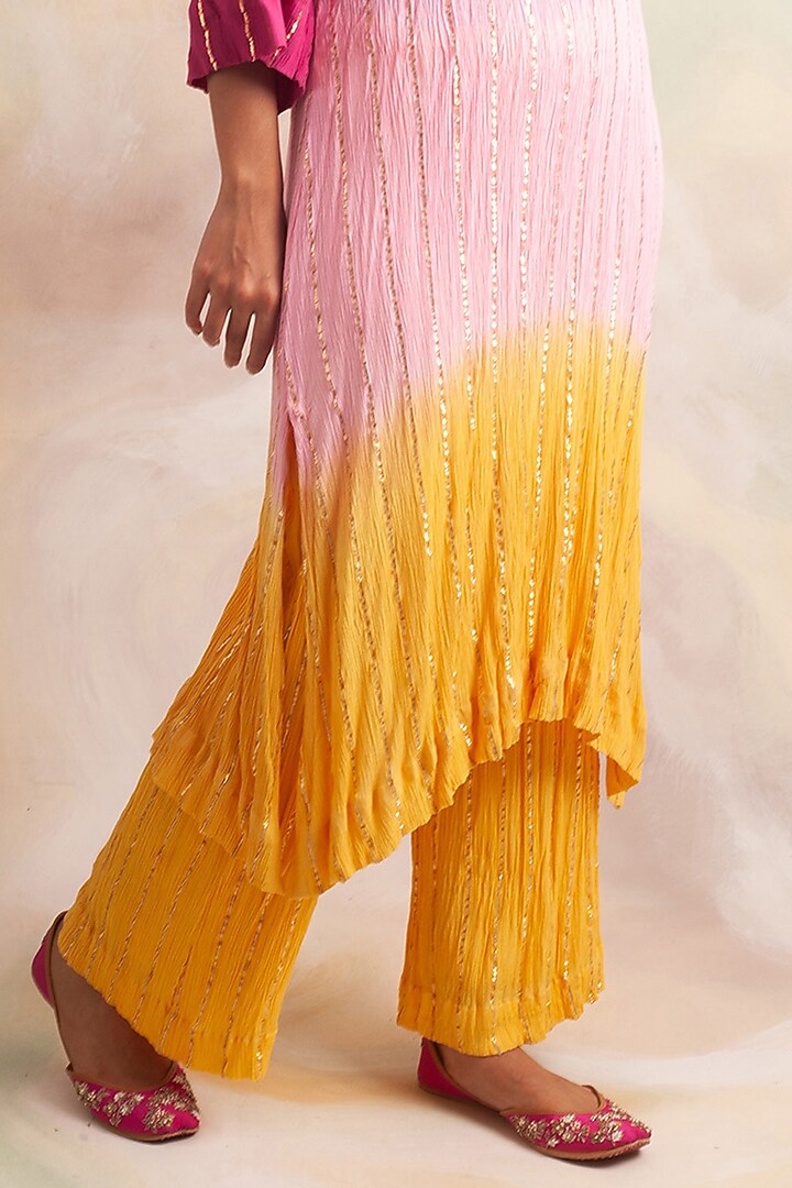Multi-Colored Lurex Crepe Kurta Set by Palak & Mehak at Pernia's Pop Up Shop