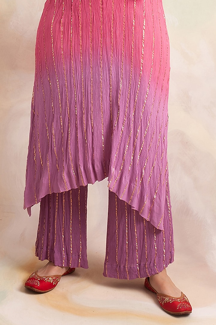 Multi-Colored Lurex Rayon Crepe Kurta Set by Palak & Mehak at Pernia's Pop Up Shop