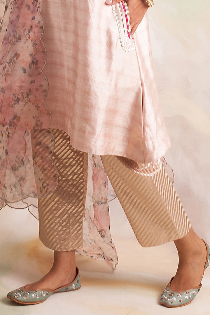 Beige Dupion Silk Kurta Set by Palak & Mehak at Pernia's Pop Up Shop