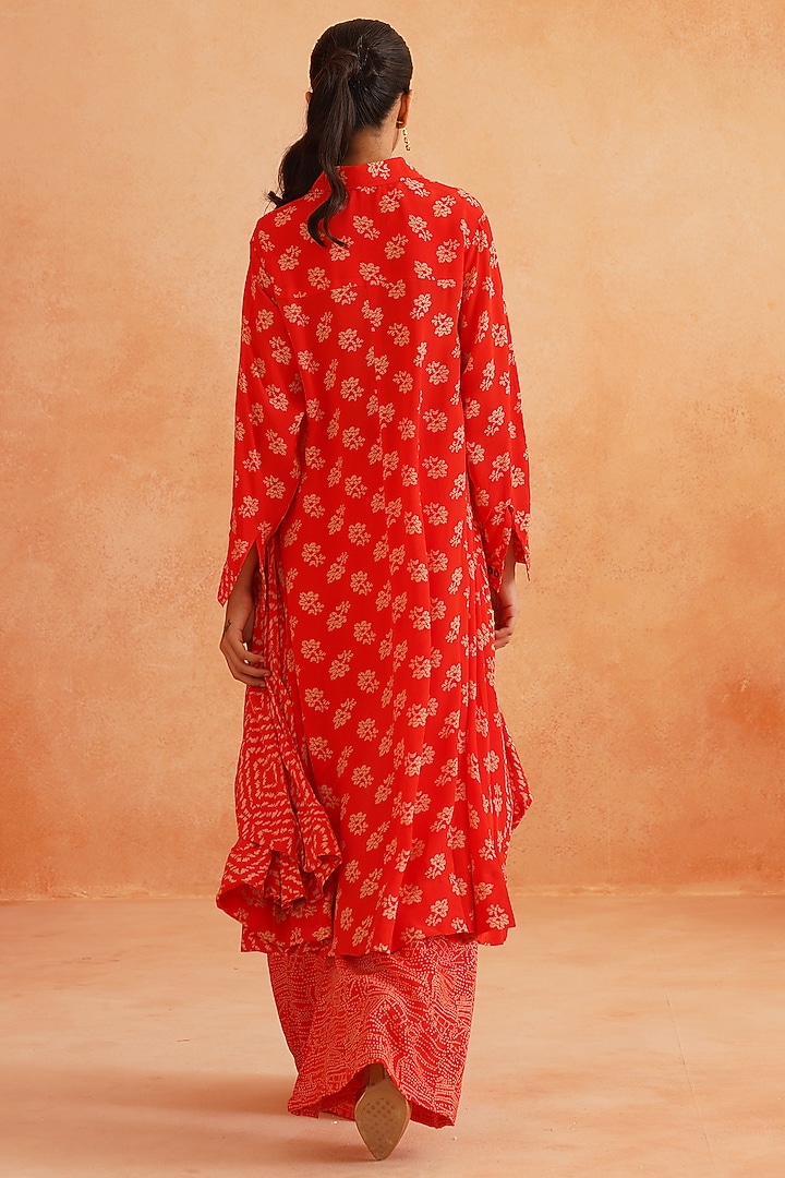 Scarlet Red Crepe Palazzo Pant Set by Palak & Mehak at Pernia's Pop Up Shop