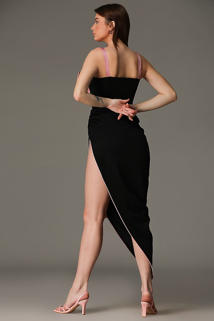 Black & Pink Polyester Summer Dress by PAMEEN at Pernia's Pop Up Shop