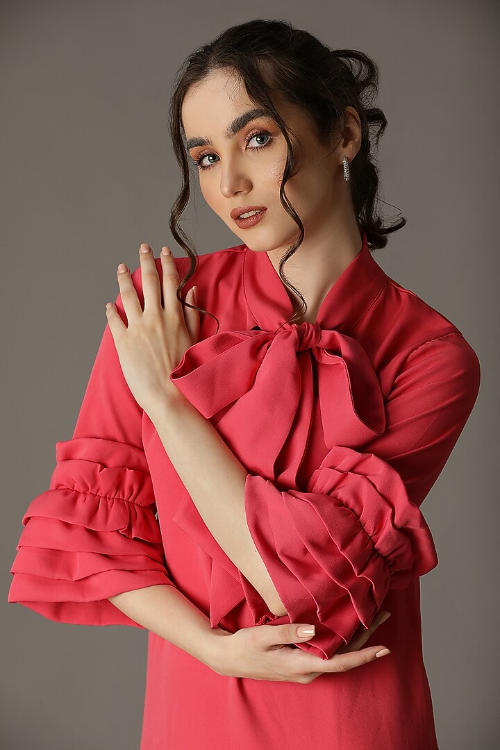 Pink Polyester Summer Dress by PAMEEN at Pernia's Pop Up Shop