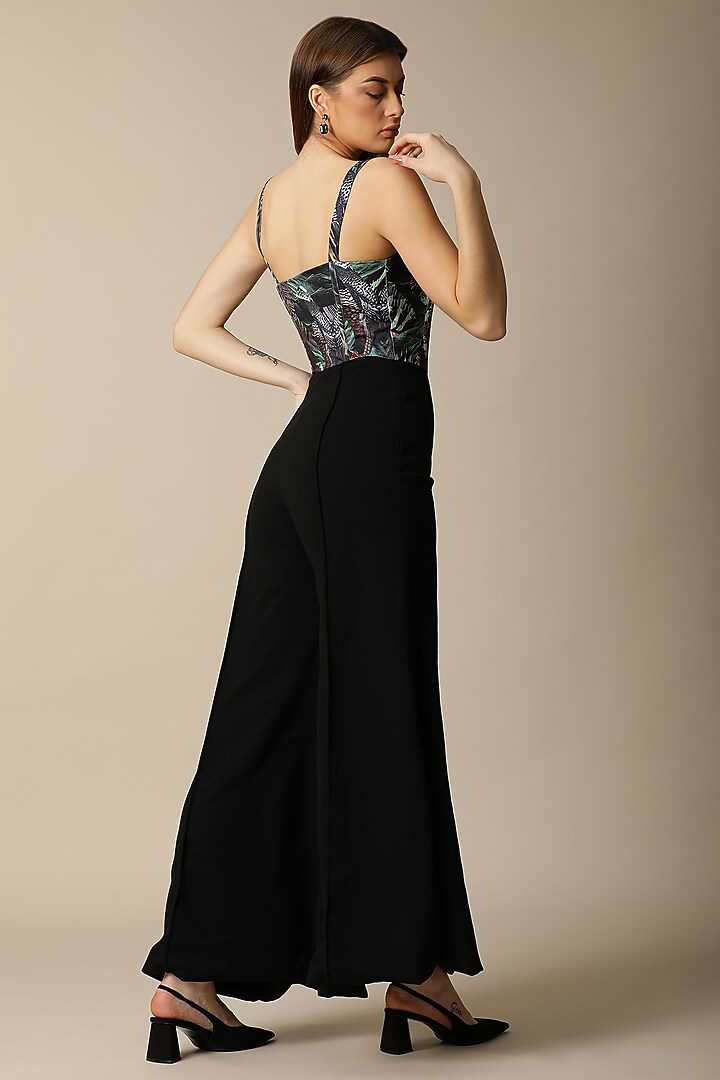 Black Polyester Flared Jumpsuit by PAMEEN at Pernia's Pop Up Shop