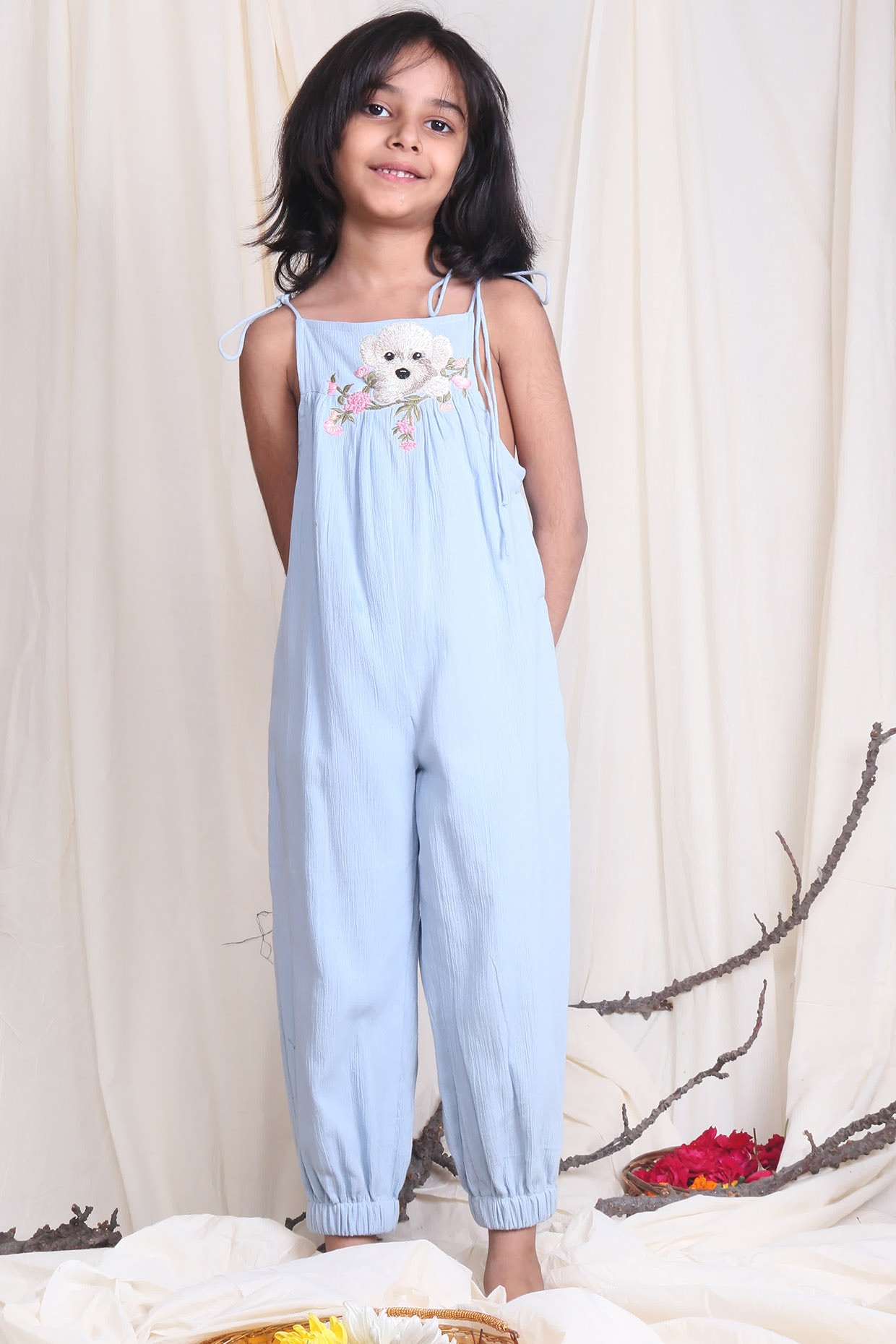 F&F Girls Blue Striped Cotton Jumpsuit One-Piece Size 9-10 Years – Preworn  Ltd