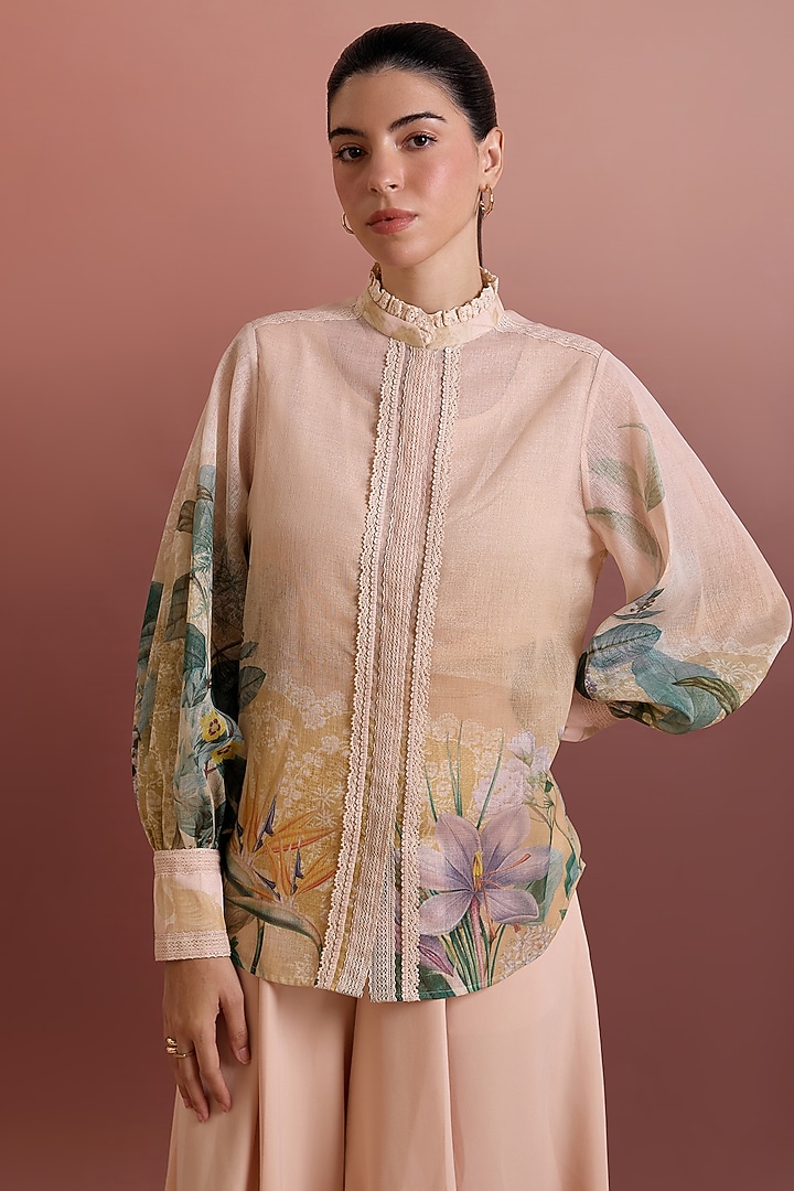 Crayola-Colored Lurex Linen Shirt by Pankaj & Nidhi at Pernia's Pop Up Shop