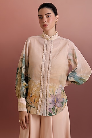 Crayola-Colored Lurex Linen Shirt by Pankaj & Nidhi