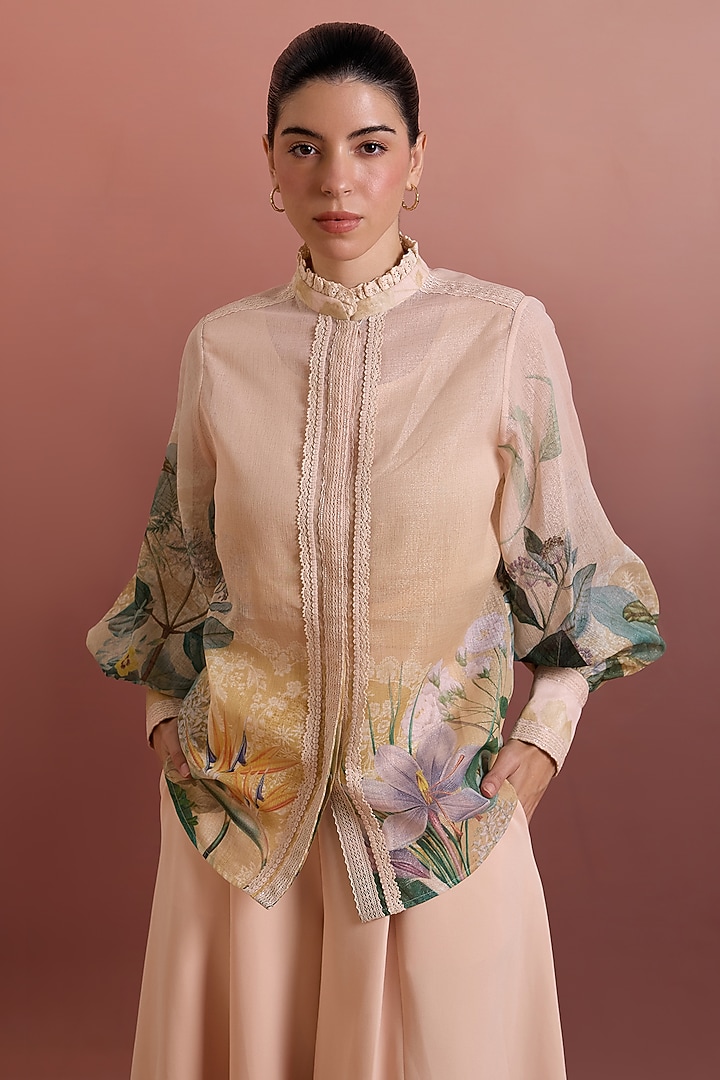 Crayola-Colored Lurex Linen Shirt by Pankaj & Nidhi at Pernia's Pop Up Shop