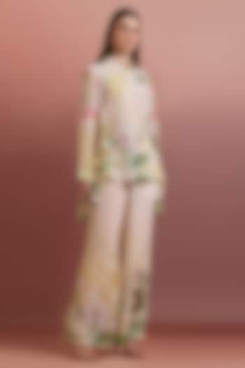 Crayola-Colored Silk Crepe Hand Embellished Co-Ord Set by Pankaj & Nidhi at Pernia's Pop Up Shop