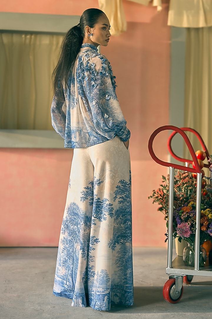 Sapphire Chiffon & Moss Crepe Printed Co-Ord Set by Pankaj & Nidhi at Pernia's Pop Up Shop