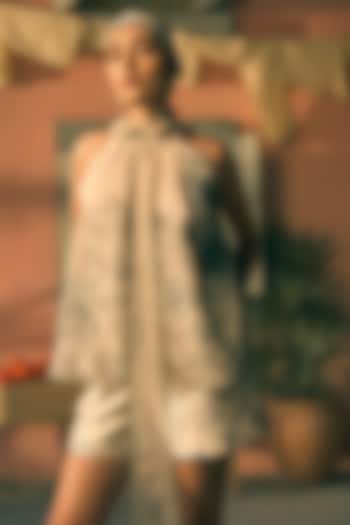 Pistachio Twill Digital Printed Shorts by Pankaj & Nidhi at Pernia's Pop Up Shop
