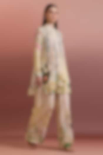 Crayola-Colored Silk Crepe Fringed Hand Embellished Tunic by Pankaj & Nidhi at Pernia's Pop Up Shop