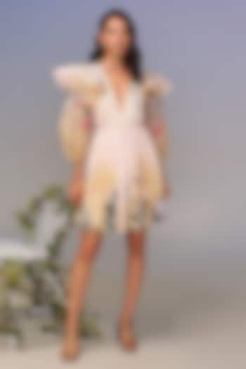 Crayola-Colored Chiffon & Organza Pleated Mini Vacation Dress by Pankaj & Nidhi at Pernia's Pop Up Shop