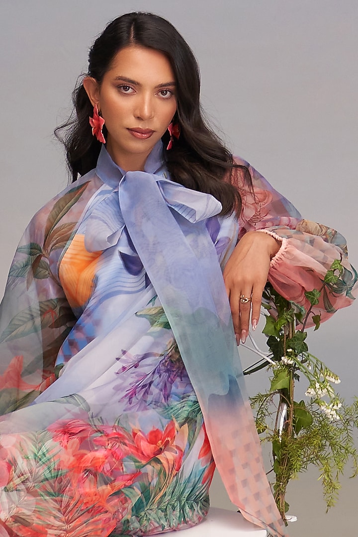 Spring Dew-Colored Organza Midi Vacation Dress by Pankaj & Nidhi at Pernia's Pop Up Shop
