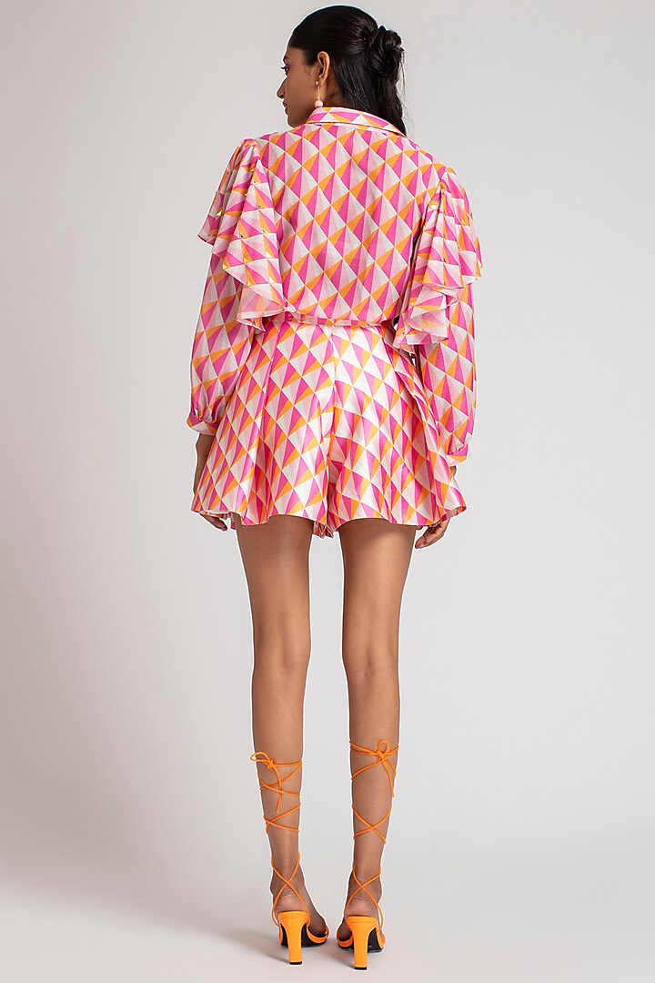 Pink & Orange Printed Shirt With Inner by Pankaj & Nidhi at Pernia's Pop Up Shop