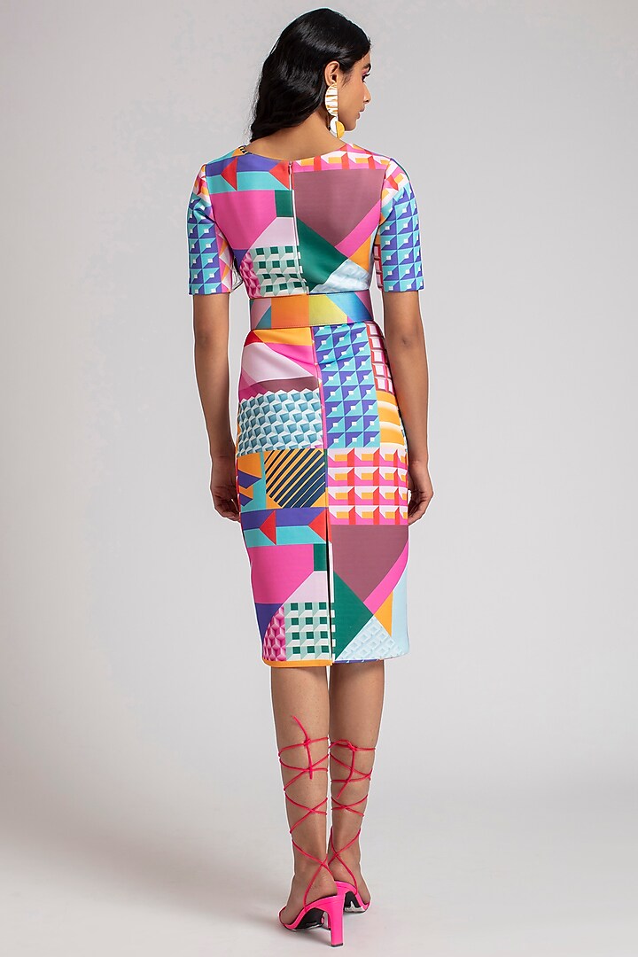 Multi Colored Graphic Printed Bodycon Vacation Dress by Pankaj & Nidhi at Pernia's Pop Up Shop